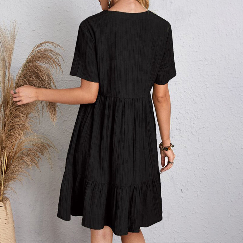 Vestido Feminino Curto Boho com Babados e Decote V – Leve, Elegante e Perfeito para o Verão