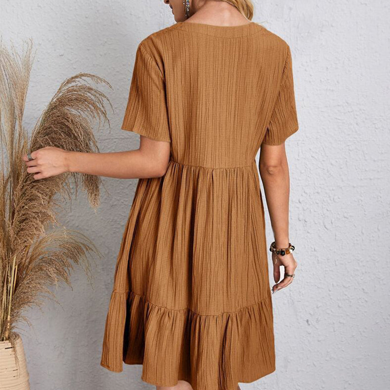 Vestido Feminino Curto Boho com Babados e Decote V – Leve, Elegante e Perfeito para o Verão