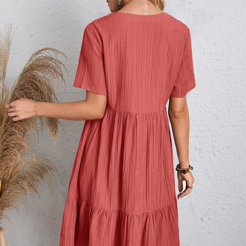 Vestido Feminino Curto Boho com Babados e Decote V – Leve, Elegante e Perfeito para o Verão