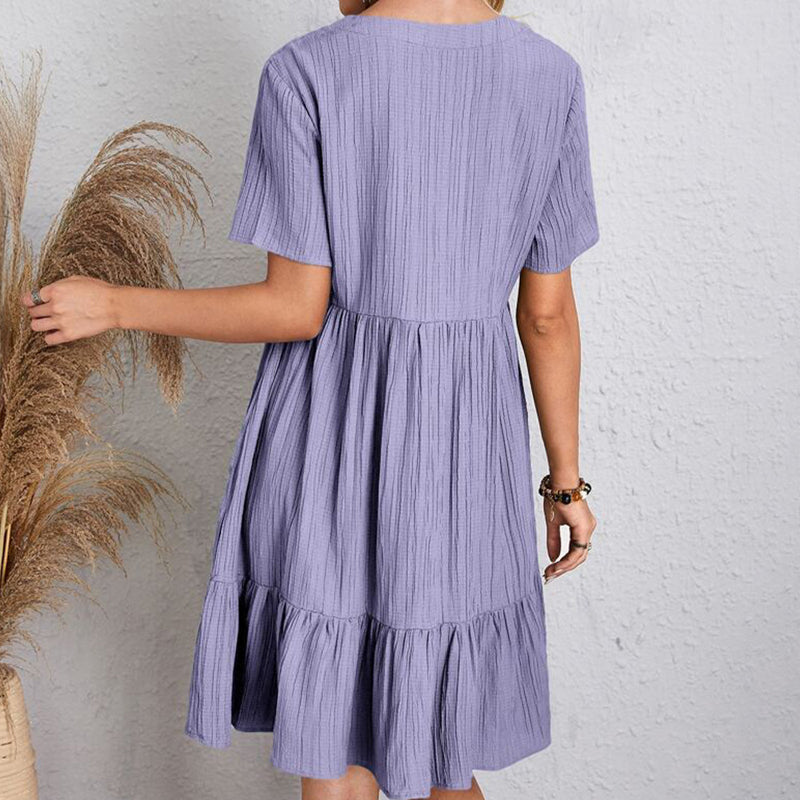 Vestido Feminino Curto Boho com Babados e Decote V – Leve, Elegante e Perfeito para o Verão