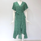 Vestido Longo Floral Boho de Verão em Chiffon com Babados