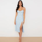 Vestido Longo Floral Feminino Vintage com Costas Abertas – Elegante, Ajustado e Perfeito para o Verão