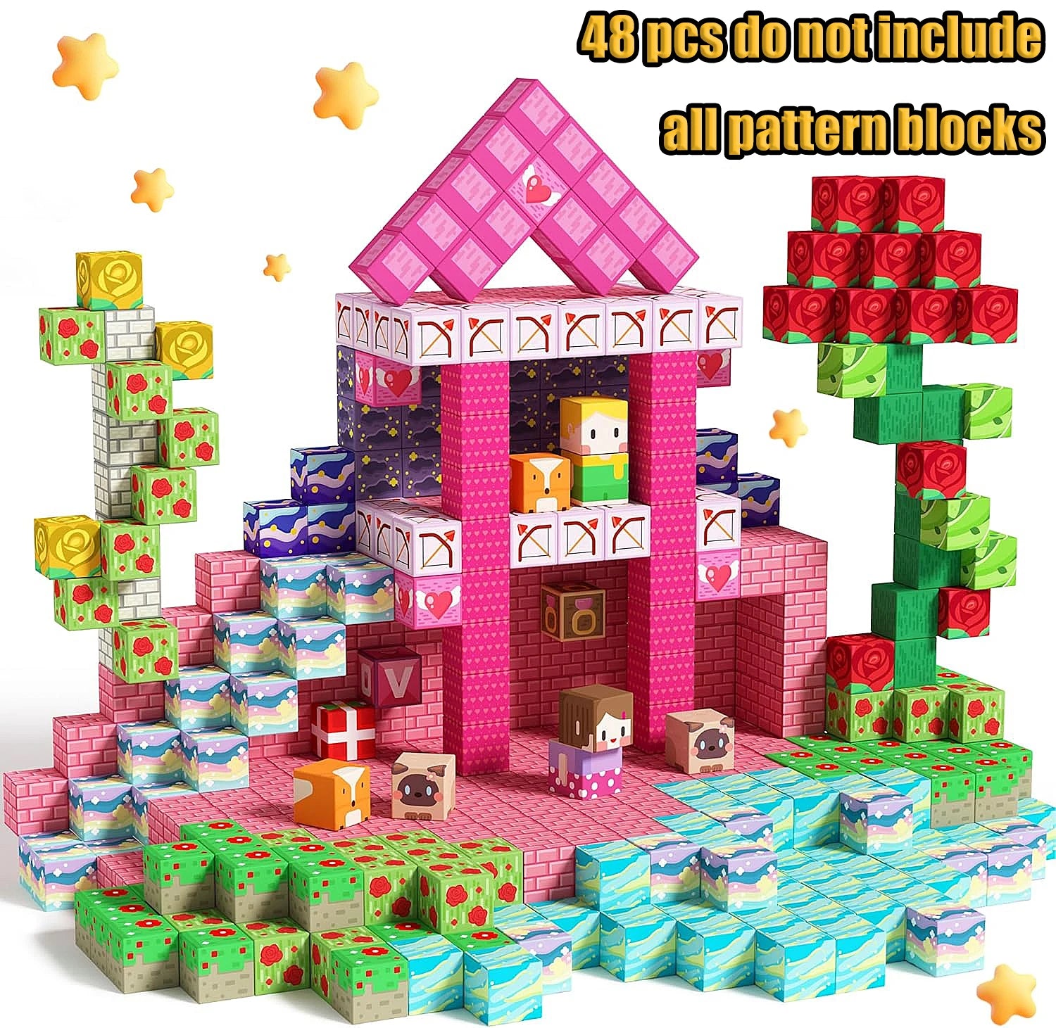 Blocos Magnéticos de Construção – Mundo Criativo com Castelo, Vila e Piscina (STEM)