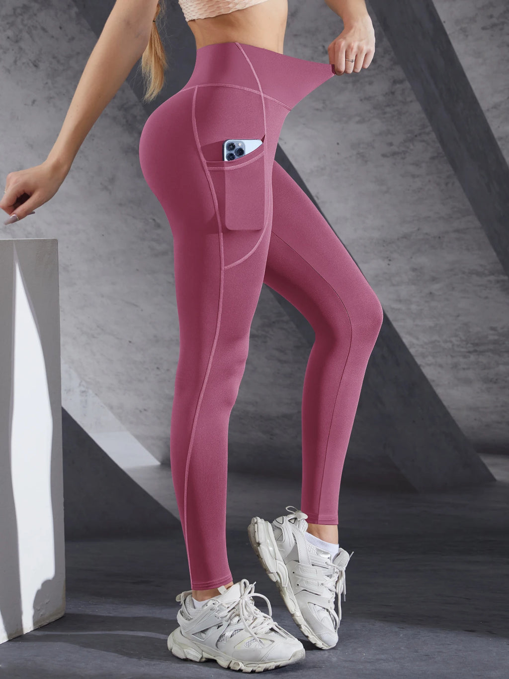 Legging Feminina de Cintura Alta com Controle de Barriga e Bolsos Laterais – Conforto e Estilo para Yoga, Treino e Dia a Dia