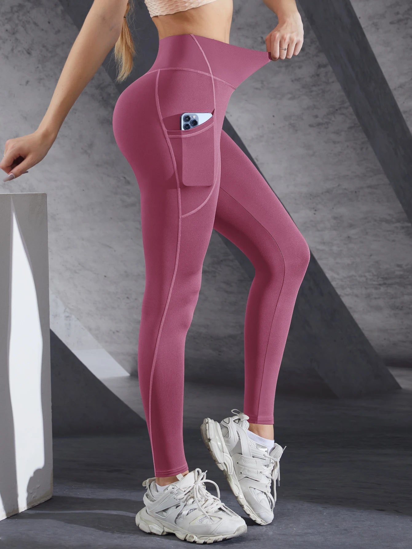 Legging Feminina de Cintura Alta com Controle de Barriga e Bolsos Laterais – Conforto e Estilo para Yoga, Treino e Dia a Dia