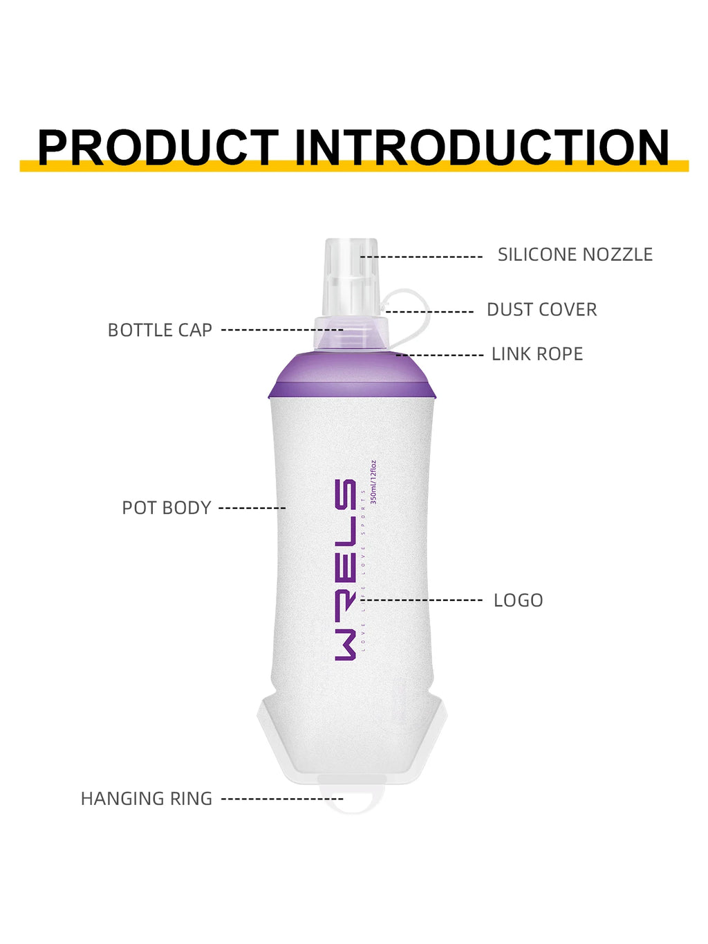 Garrafa Flexível Esportiva WRELS BPA Free – Dobrável, Leve e Ideal para Atividades ao Ar Livre