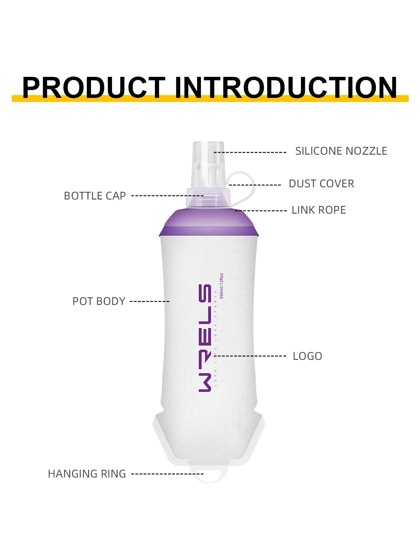 Garrafa Flexível Esportiva WRELS BPA Free – Dobrável, Leve e Ideal para Atividades ao Ar Livre