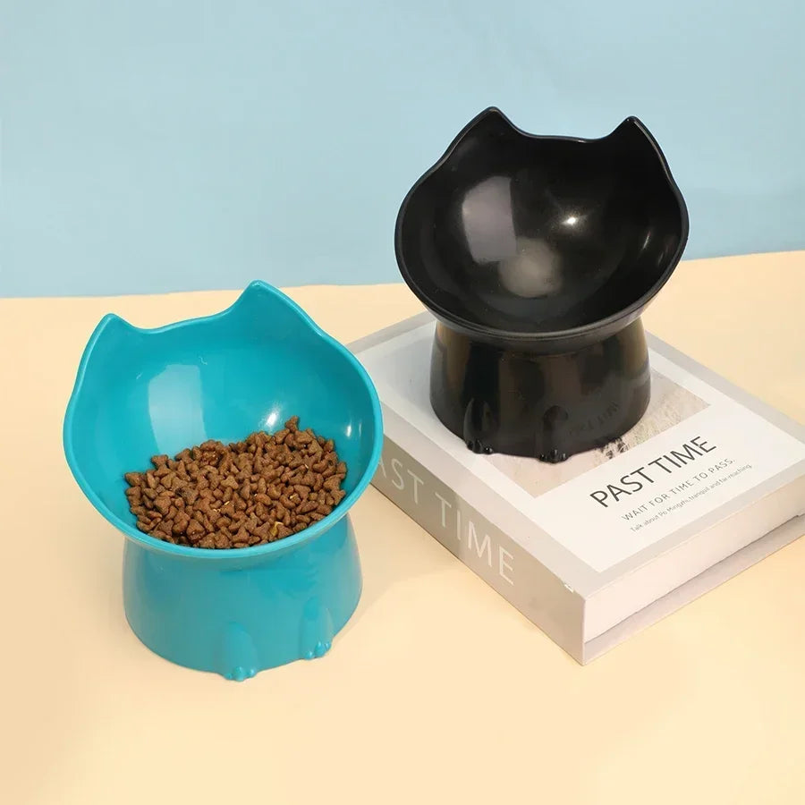 Comedouro Elevado para Gatos com Inclinação – Tigela Antivômito, Proteção dos Bigodes e Base Antiderrapante