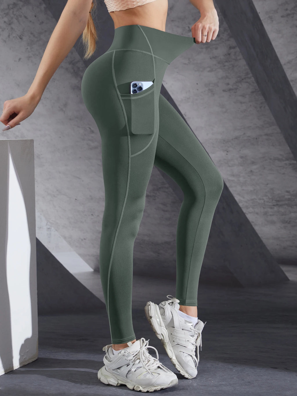 Legging Feminina de Cintura Alta com Controle de Barriga e Bolsos Laterais – Conforto e Estilo para Yoga, Treino e Dia a Dia