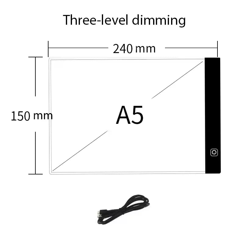 Mesa de Luz LED A3, A4 ou A5 com 3 Níveis de Brilho – Ideal para Diamond Painting, Desenho e Artesanato