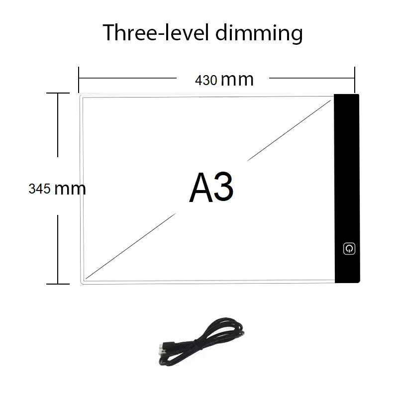 Mesa de Luz LED A3, A4 ou A5 com 3 Níveis de Brilho – Ideal para Diamond Painting, Desenho e Artesanato