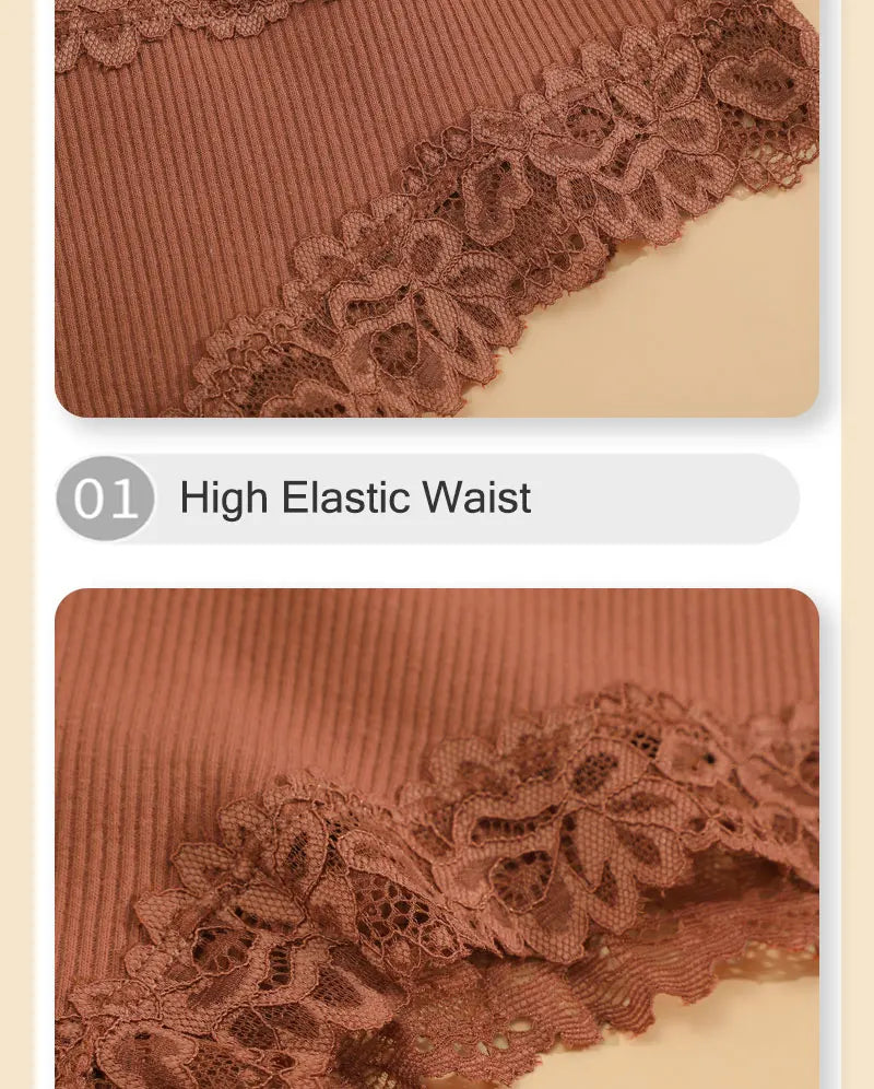 Kit com 5 Calcinhas Femininas de Algodão Sem Costura – Conforto Diário com Renda Delicada (S a XL)