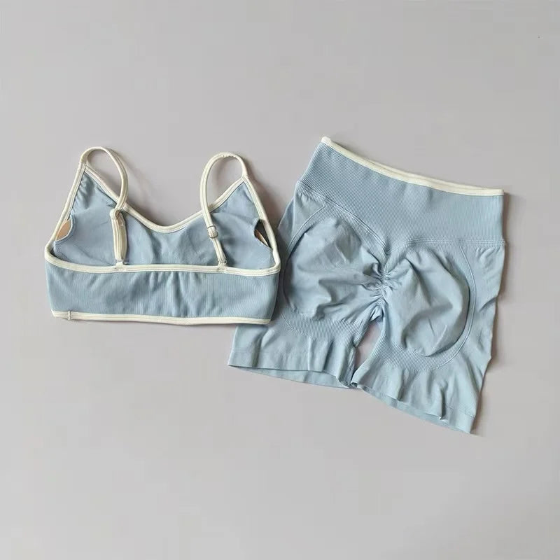 Conjunto Fitness Feminino Sem Costura – Top com Alças + Legging de Alta Sustentação | Secagem Rápida e Respirável