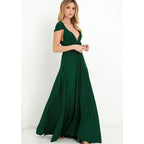 Vestido Longo Feminino Multiuso com Decote V – Elegância Boho para Todas as Ocasiões