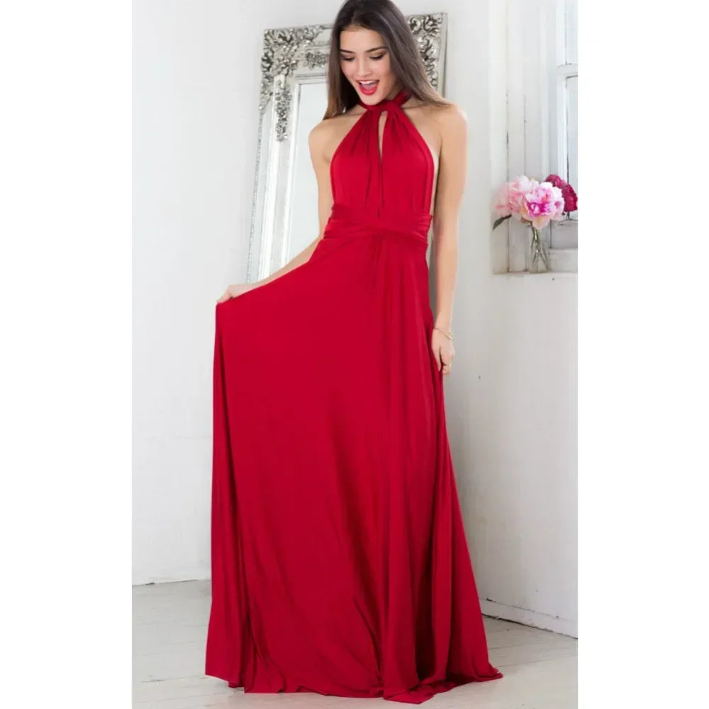Vestido Longo Feminino Multiuso com Decote V – Elegância Boho para Todas as Ocasiões