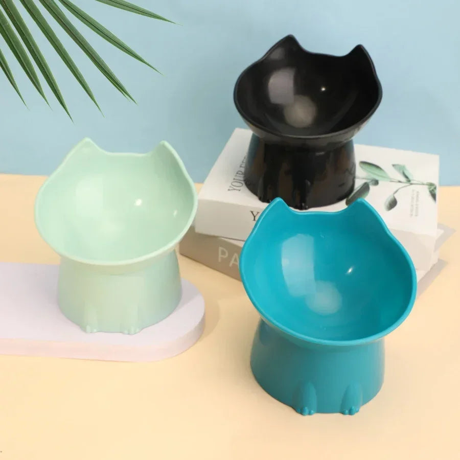Comedouro Elevado para Gatos com Inclinação – Tigela Antivômito, Proteção dos Bigodes e Base Antiderrapante