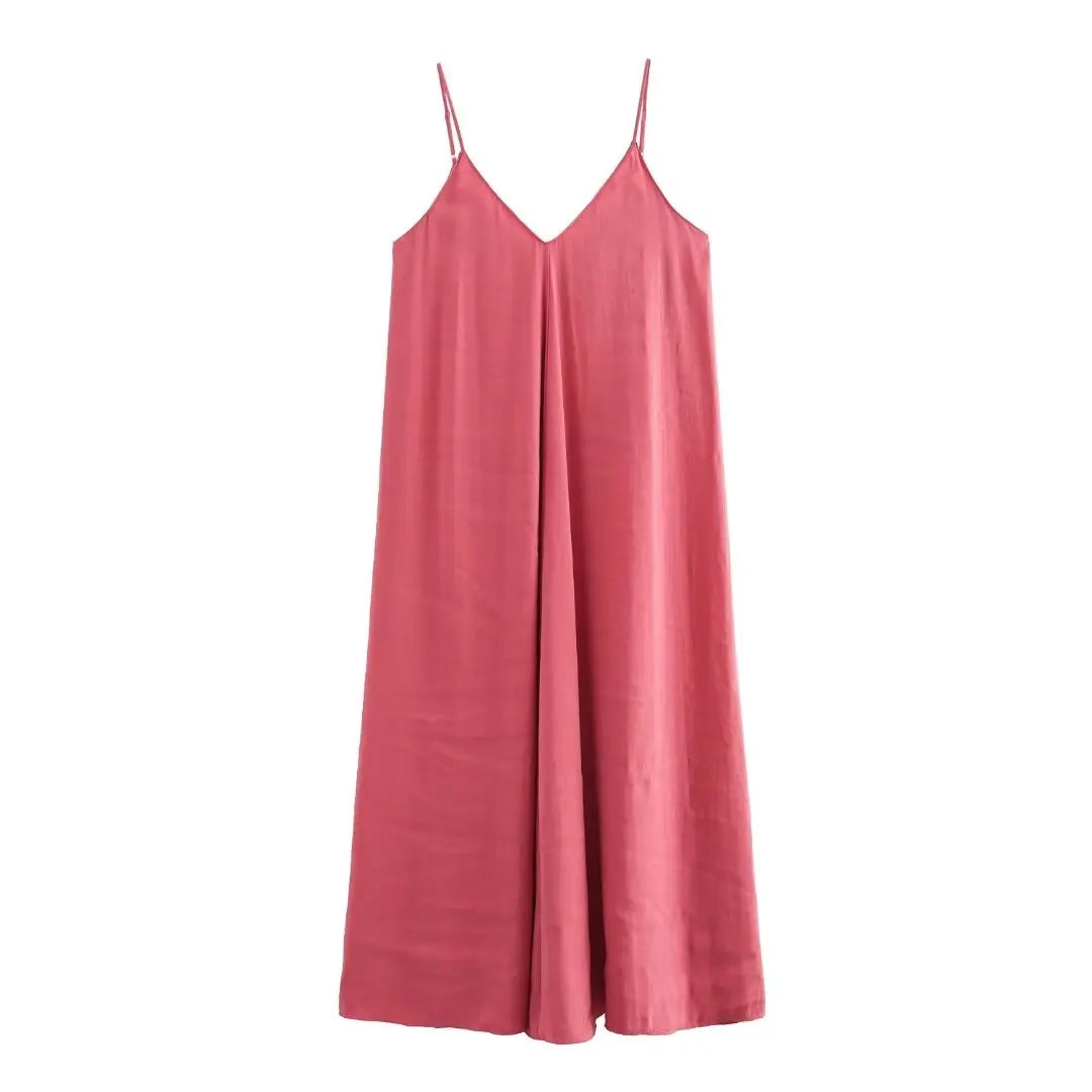 Vestido Longo Preto com Decote V e Costas Abertas – Elegância Leve para o Verão