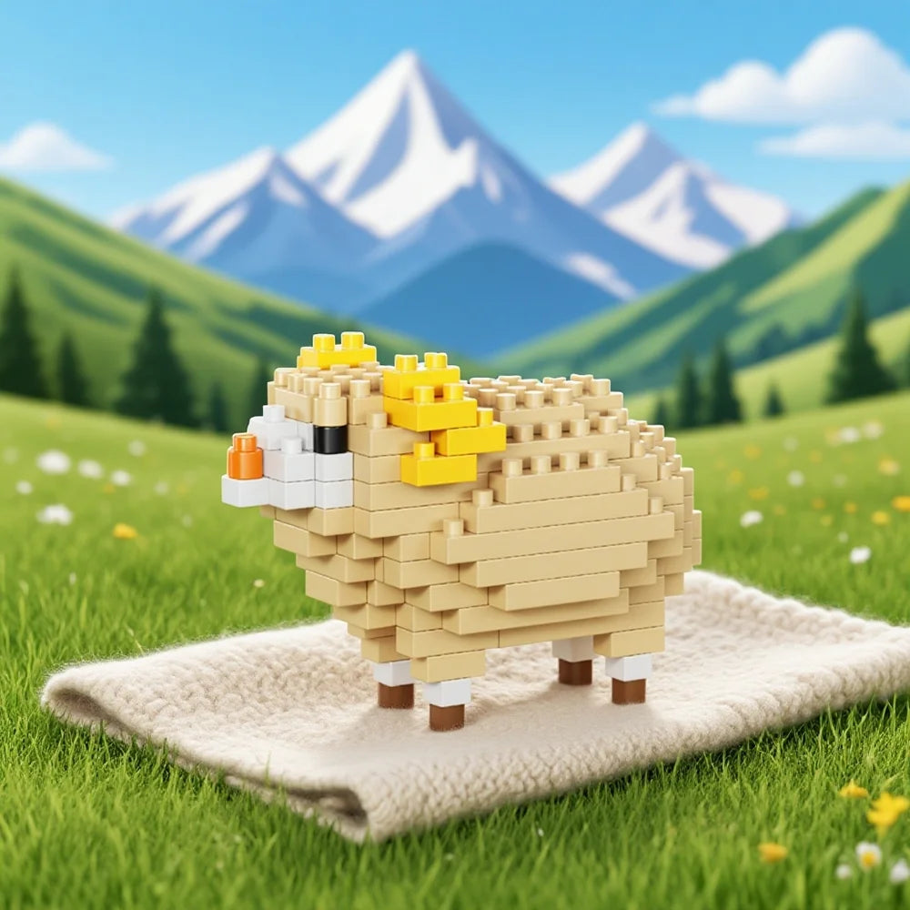 Mini Blocos de Montar Ovelhinha 3D – Cena de Fazenda em Micro Blocos | Decoração Criativa e Presente Encantador