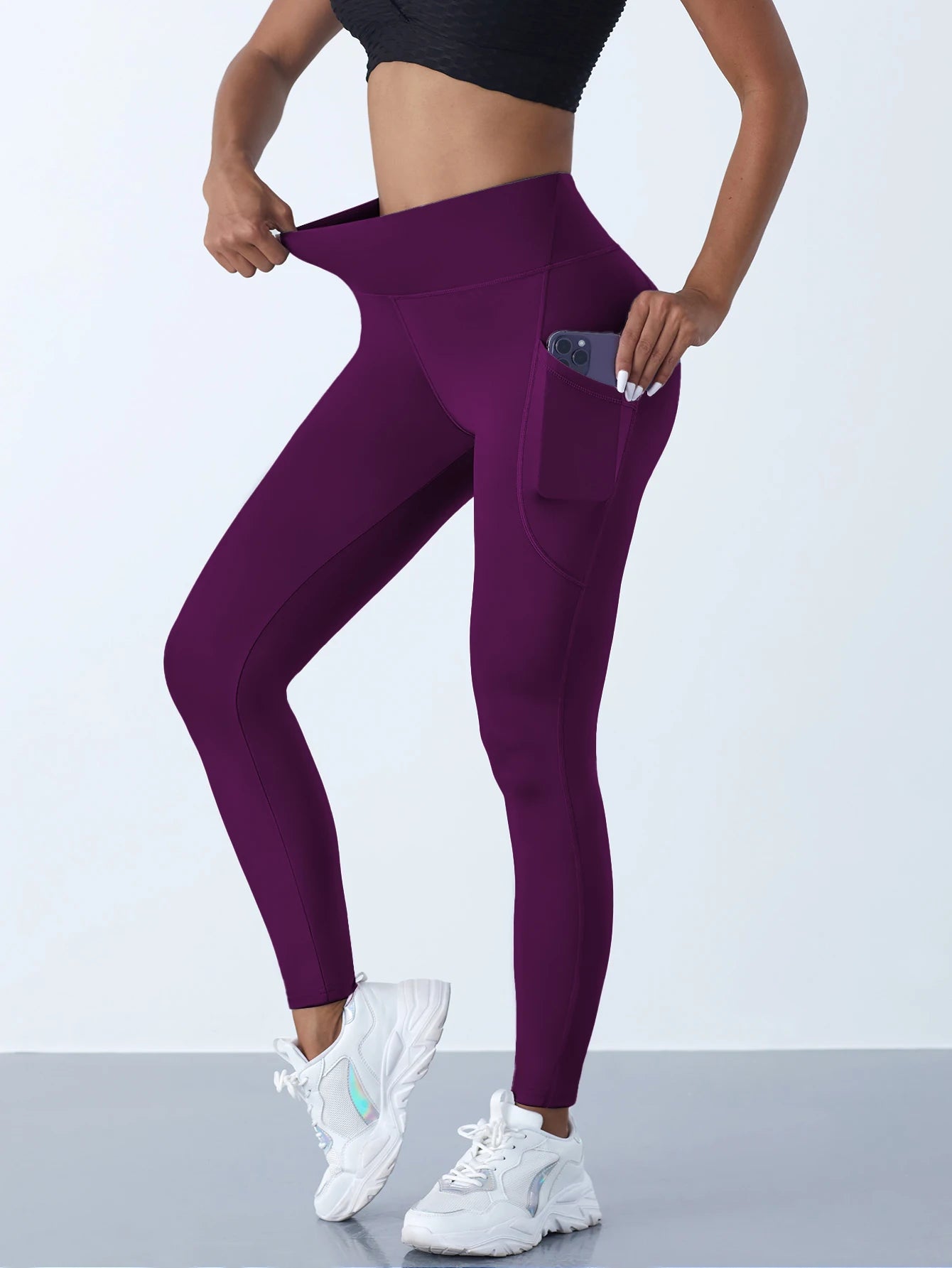 Legging Feminina de Cintura Alta com Controle de Barriga e Bolsos Laterais – Conforto e Estilo para Yoga, Treino e Dia a Dia