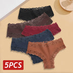 Kit com 5 Calcinhas Femininas de Algodão Sem Costura – Conforto Diário com Renda Delicada (S a XL)