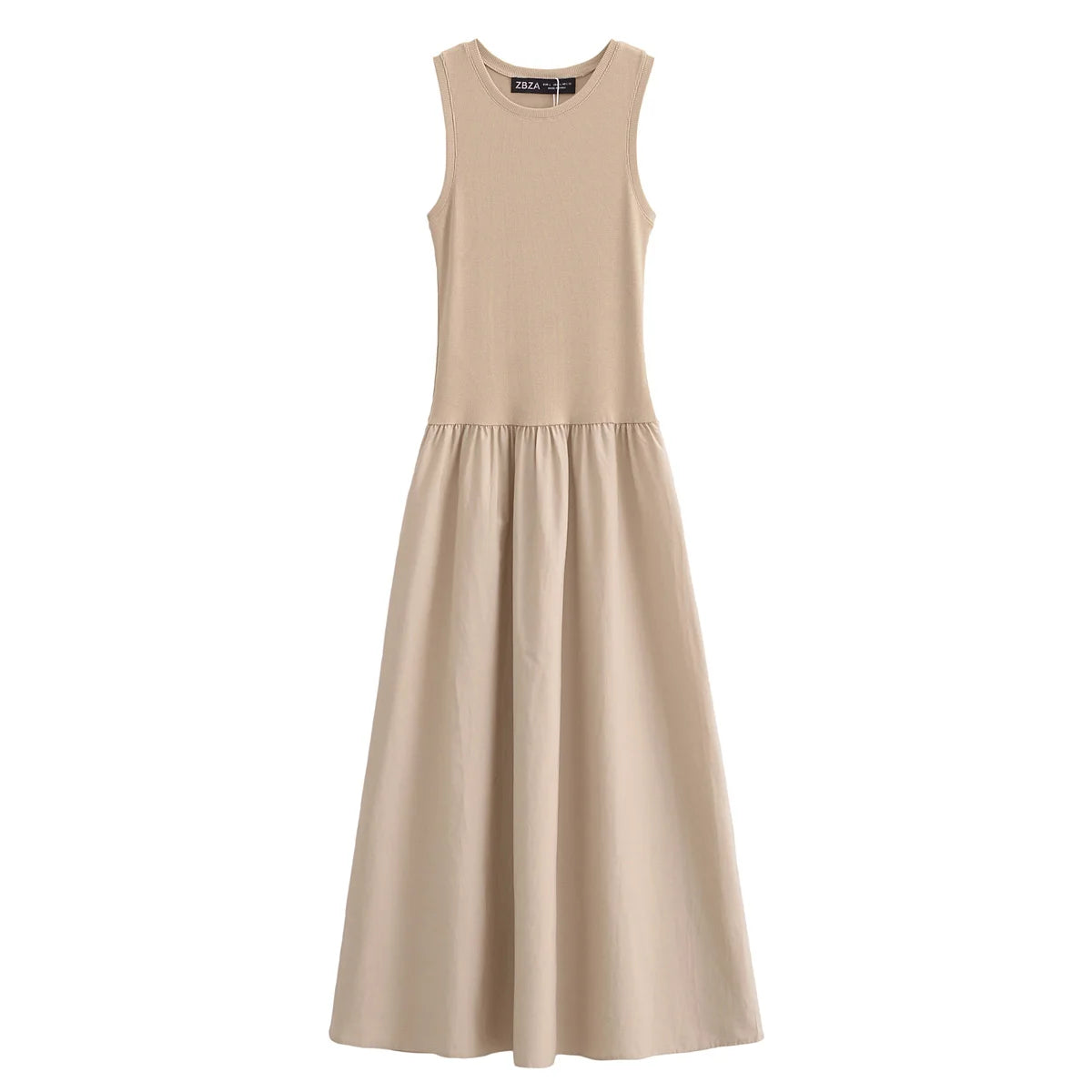 Vestido Longo Preto Feminino HXAO – Regata com Decote Redondo, Elegante e Confortável