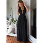 Vestido Longo Feminino Multiuso com Decote V – Elegância Boho para Todas as Ocasiões