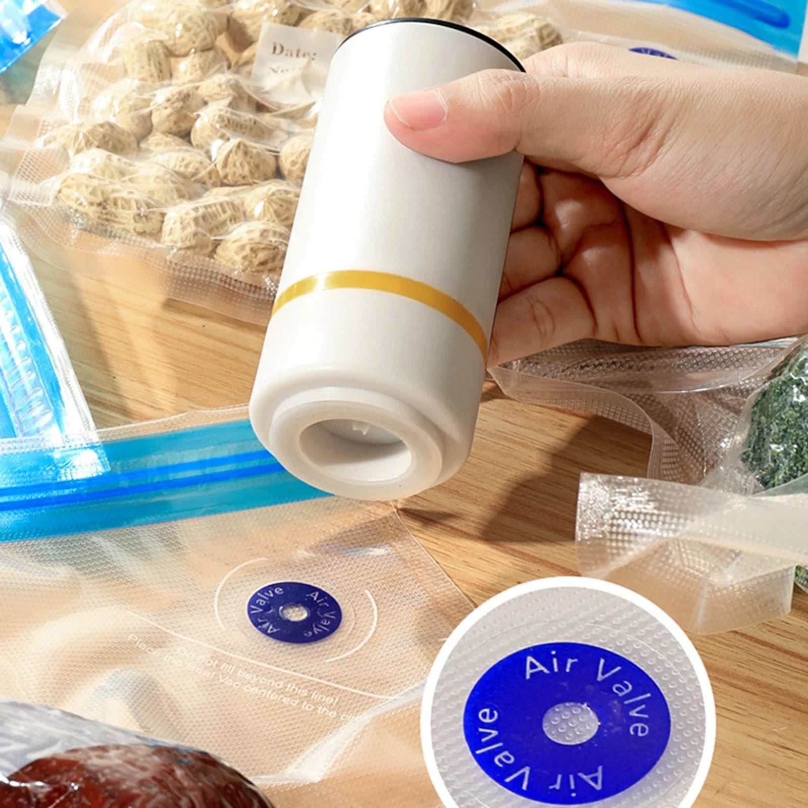 Kit Sacos a Vácuo Reutilizáveis com Bomba Elétrica USB – Conservação e Organização Inteligente