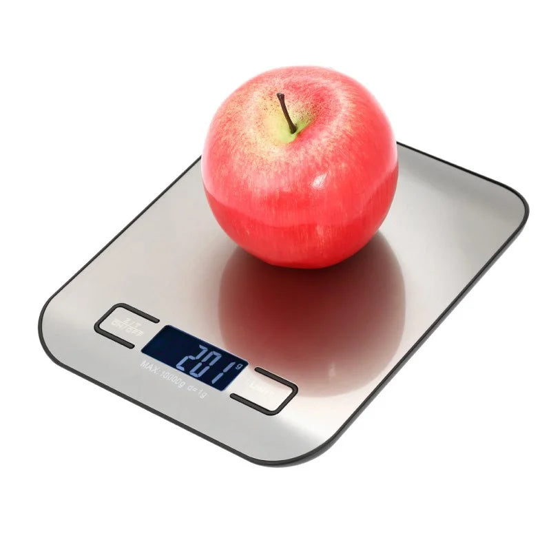 Balança Digital de Cozinha 5kg ou 10kg em Aço Inox – Precisa, Compacta e Recarregável