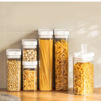 Pote Hermético para Massas e Alimentos Secos – Transparente, Vedação Segura e Design Japonês