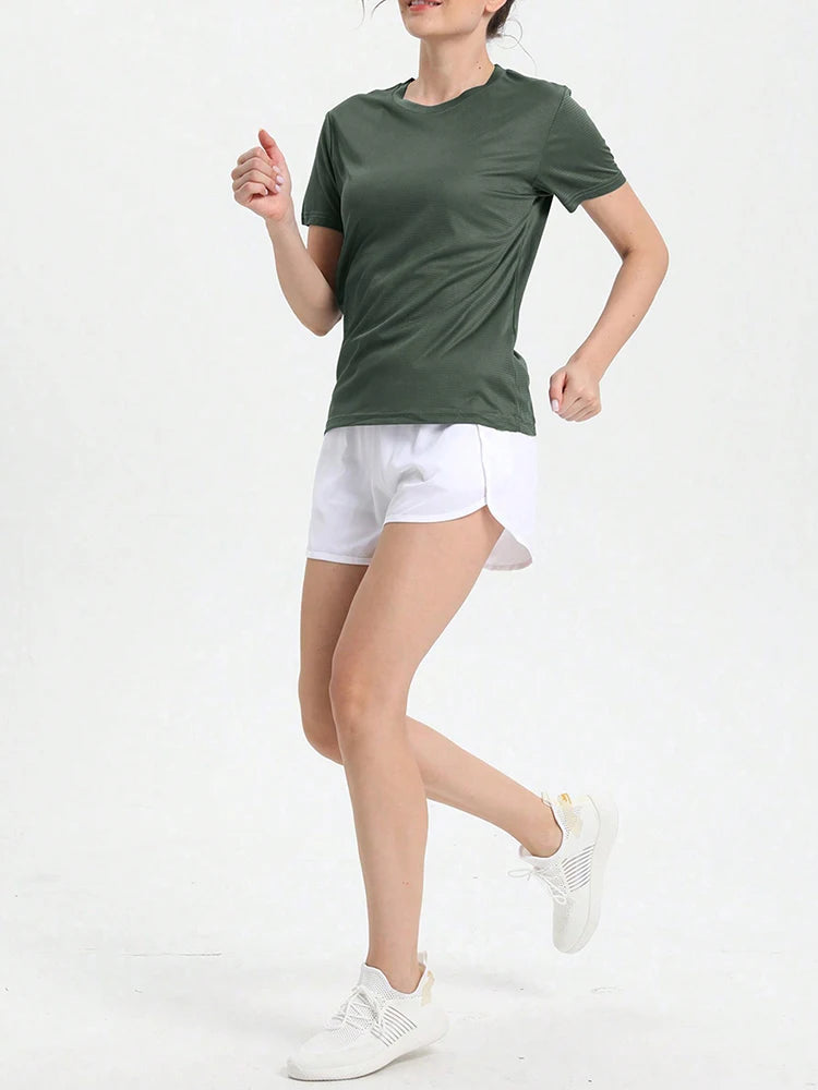 Camiseta Fitness Feminina Ultralight de Secagem Rápida – Leve, Respirável e Confortável para Treinos e Corridas