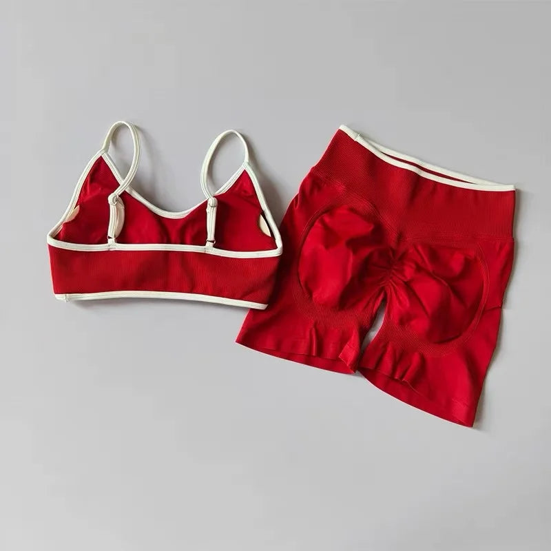 Conjunto Fitness Feminino Sem Costura – Top com Alças + Legging de Alta Sustentação | Secagem Rápida e Respirável