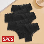 Kit com 5 Calcinhas Femininas de Algodão Sem Costura – Conforto Diário com Renda Delicada (S a XL)