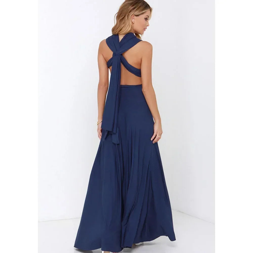 Vestido Longo Feminino Multiuso com Decote V – Elegância Boho para Todas as Ocasiões