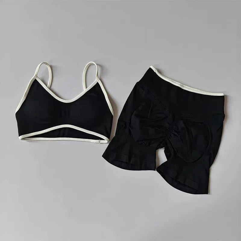 Conjunto Fitness Feminino Sem Costura – Top com Alças + Legging de Alta Sustentação | Secagem Rápida e Respirável