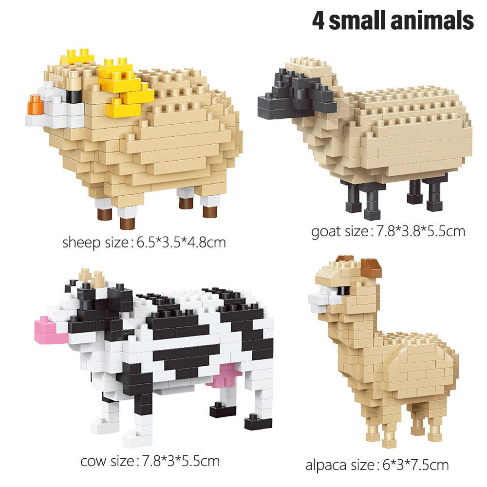 Mini Blocos de Montar Ovelhinha 3D – Cena de Fazenda em Micro Blocos | Decoração Criativa e Presente Encantador