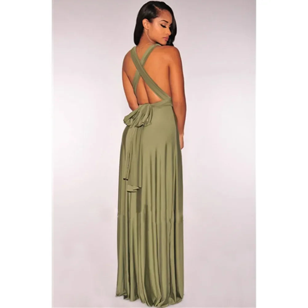 Vestido Longo Feminino Multiuso com Decote V – Elegância Boho para Todas as Ocasiões