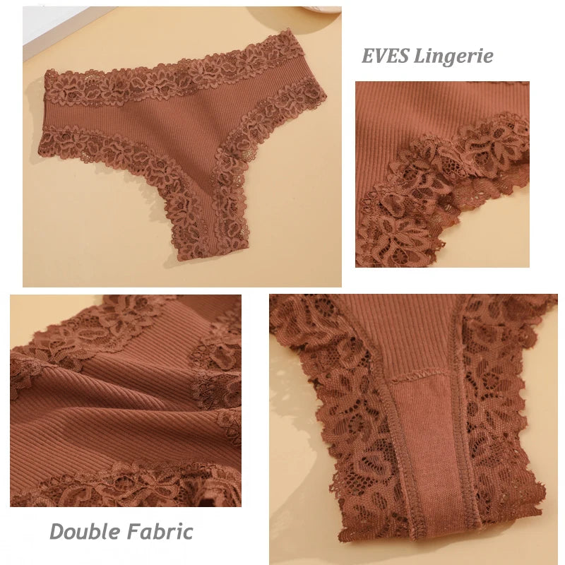 Kit com 5 Calcinhas Femininas de Algodão Sem Costura – Conforto Diário com Renda Delicada (S a XL)