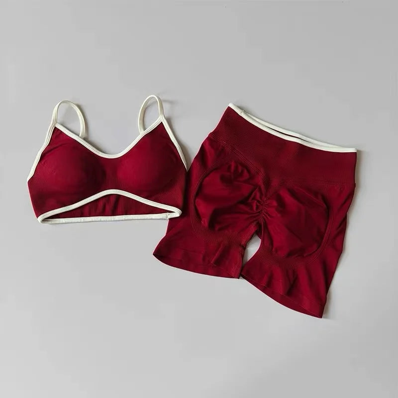 Conjunto Fitness Feminino Sem Costura – Top com Alças + Legging de Alta Sustentação | Secagem Rápida e Respirável