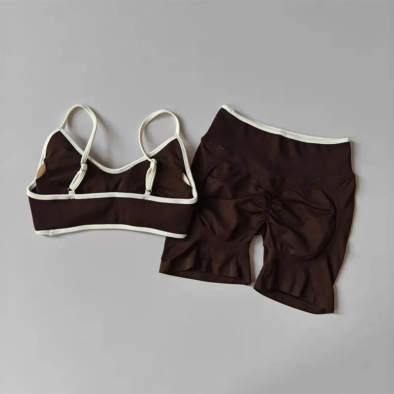 Conjunto Fitness Feminino Sem Costura – Top com Alças + Legging de Alta Sustentação | Secagem Rápida e Respirável