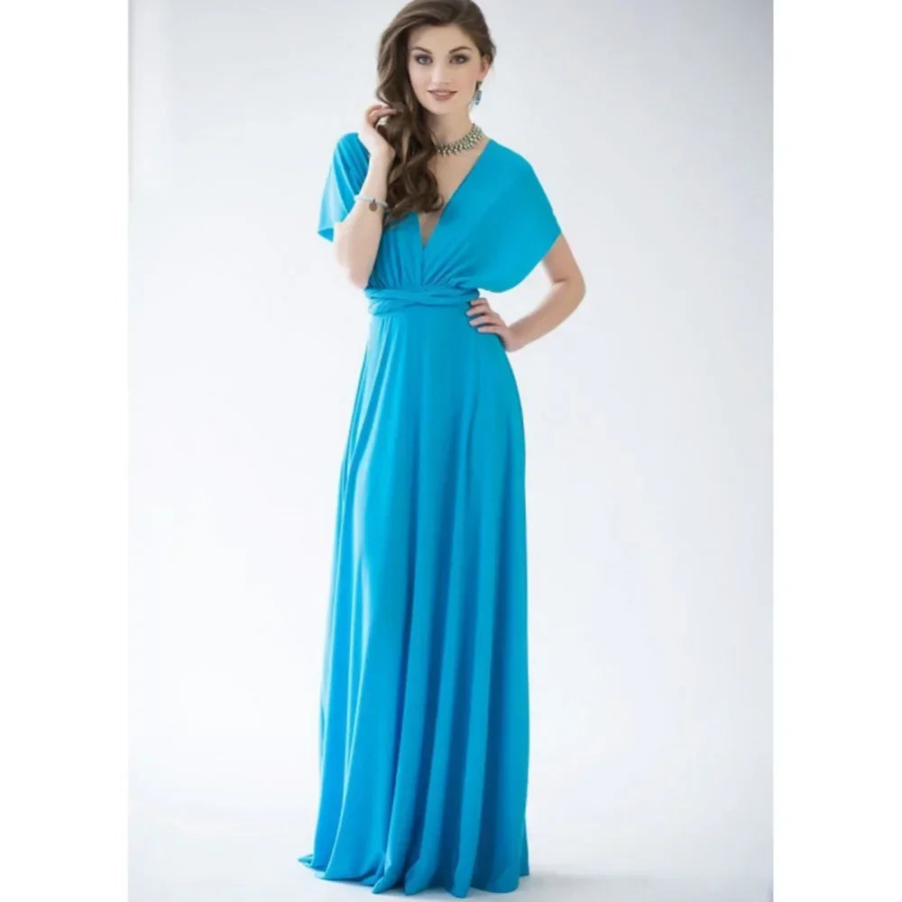 Vestido Longo Feminino Multiuso com Decote V – Elegância Boho para Todas as Ocasiões
