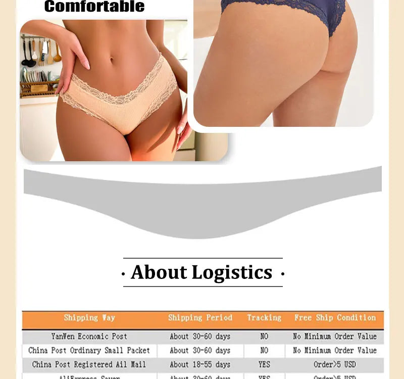 Kit com 5 Calcinhas Femininas de Algodão Sem Costura – Conforto Diário com Renda Delicada (S a XL)