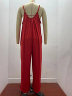 Macacão Feminino de Alça com Bolsos e Cintura Alta