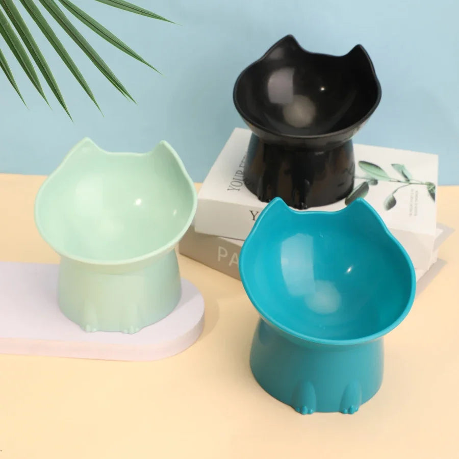 Comedouro Elevado para Gatos com Inclinação – Tigela Antivômito, Proteção dos Bigodes e Base Antiderrapante