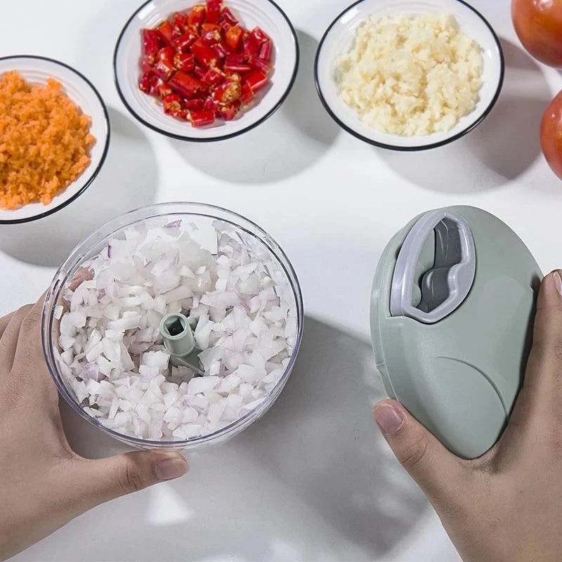 Mini Processador Manual com Cordão 500ml ou 900ml – Pica, Tritura e Facilita sua Rotina na Cozinha