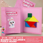 Livro Quebra‑Cabeça Tangram Magnético em Madeira – Brinquedo Educativo Montessori Portátil