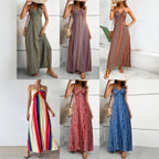 Vestido Longo Feminino Estampado com Decote Halter
