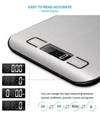 Balança Digital de Cozinha 5kg ou 10kg em Aço Inox – Precisa, Compacta e Recarregável