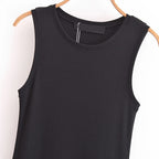 Vestido Longo Preto Feminino HXAO – Regata com Decote Redondo, Elegante e Confortável