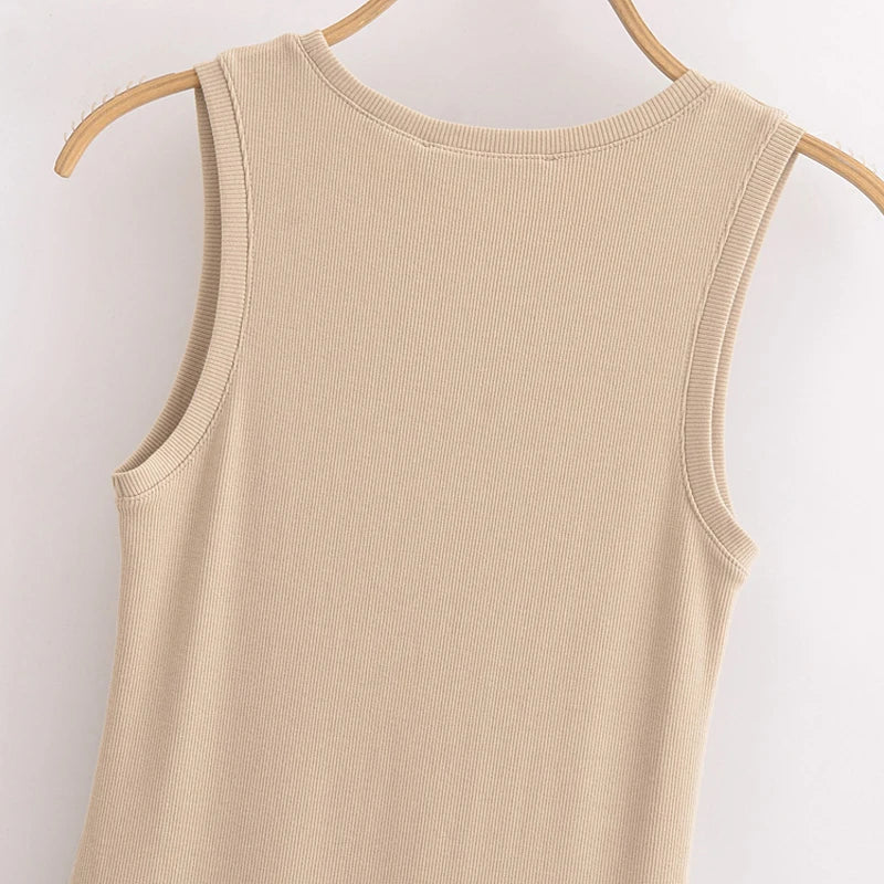 Vestido Longo Preto Feminino HXAO – Regata com Decote Redondo, Elegante e Confortável