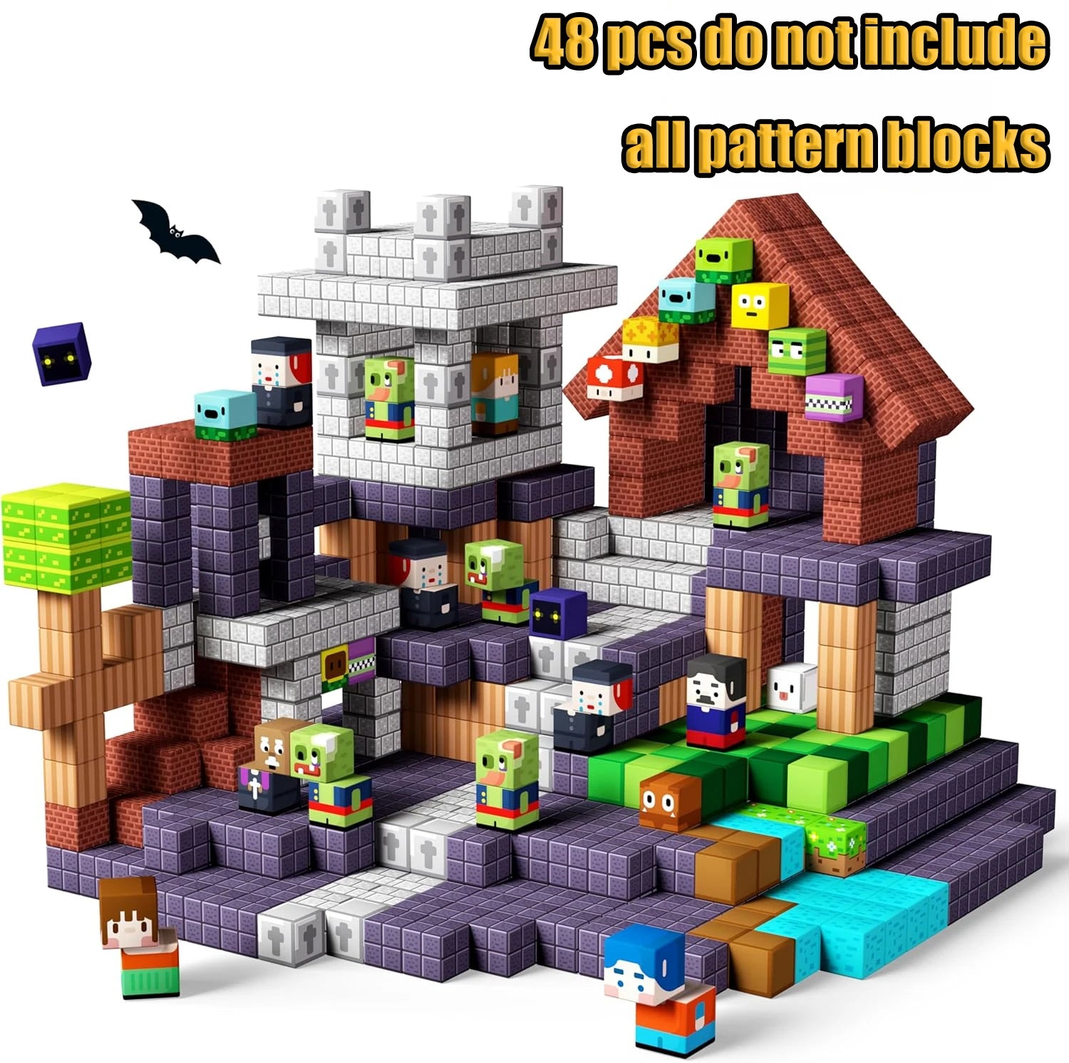 Blocos Magnéticos de Construção – Mundo Criativo com Castelo, Vila e Piscina (STEM)